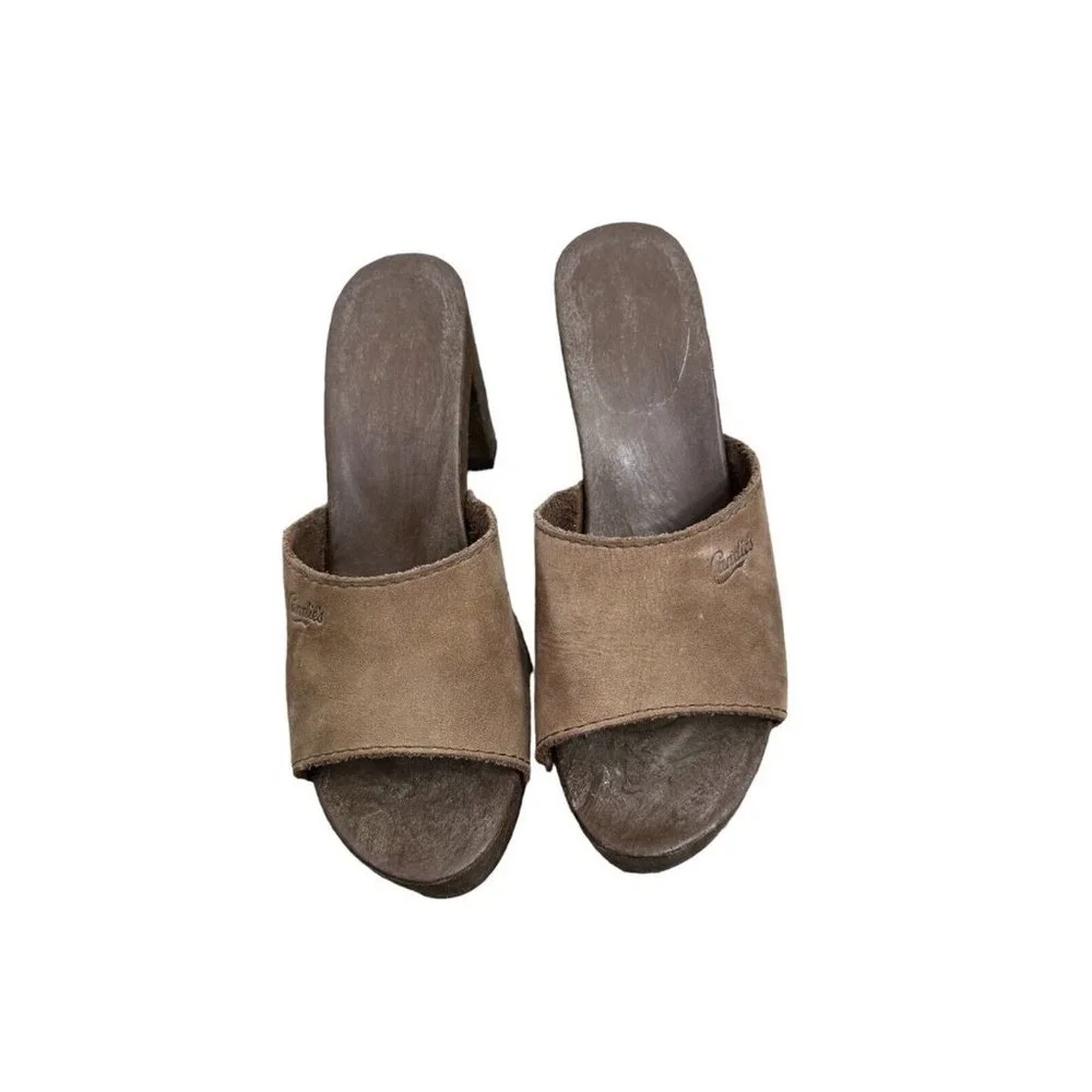 Vintage 1980's Candies Original Sandals High Heels Slides Brown Womens Size 6.5 - Picture 3 of 8
